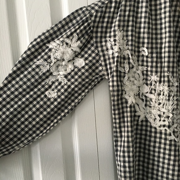 nwt womens ZARA oversized floral checkered top - Picture 3 of 7